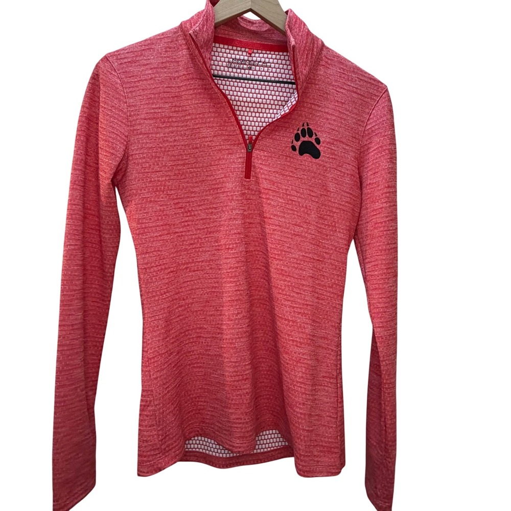 Nike Dri-FIT Women Lucky Azalea HalfZip Golf top Bright Melon Paw Logo‎ Sm 0188